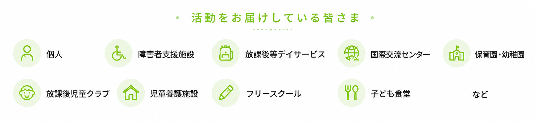 活動をお届けしている皆さま